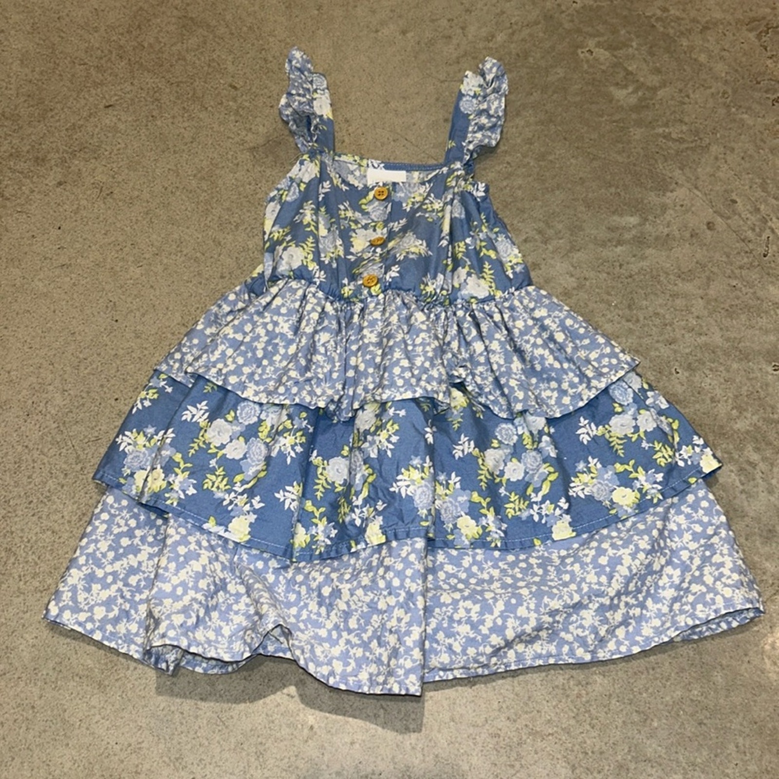 Happy Threads Boutique Brand Blue Floral Ruffle Dress 4t